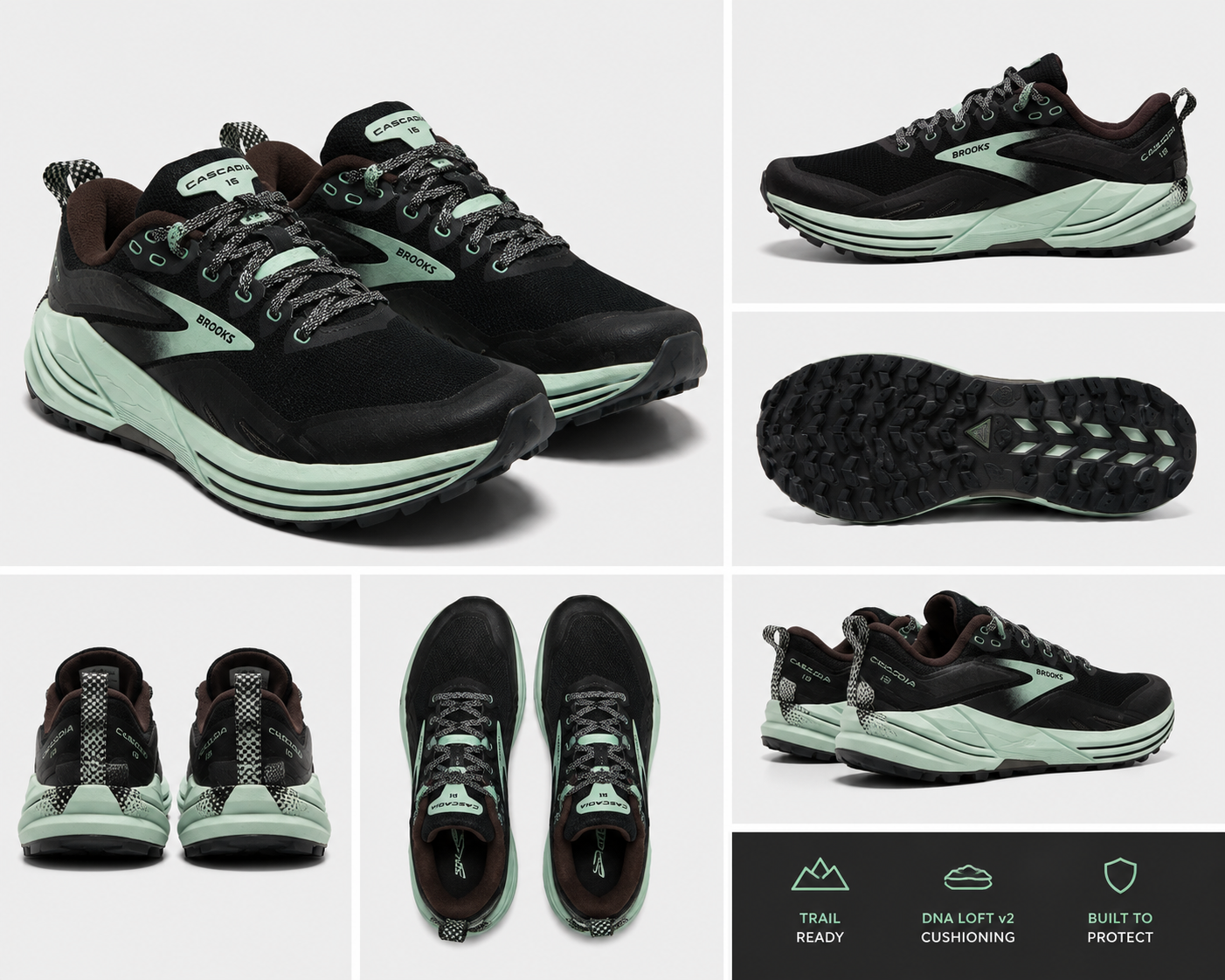 Brooks Cascadia 16 – Black / Mint